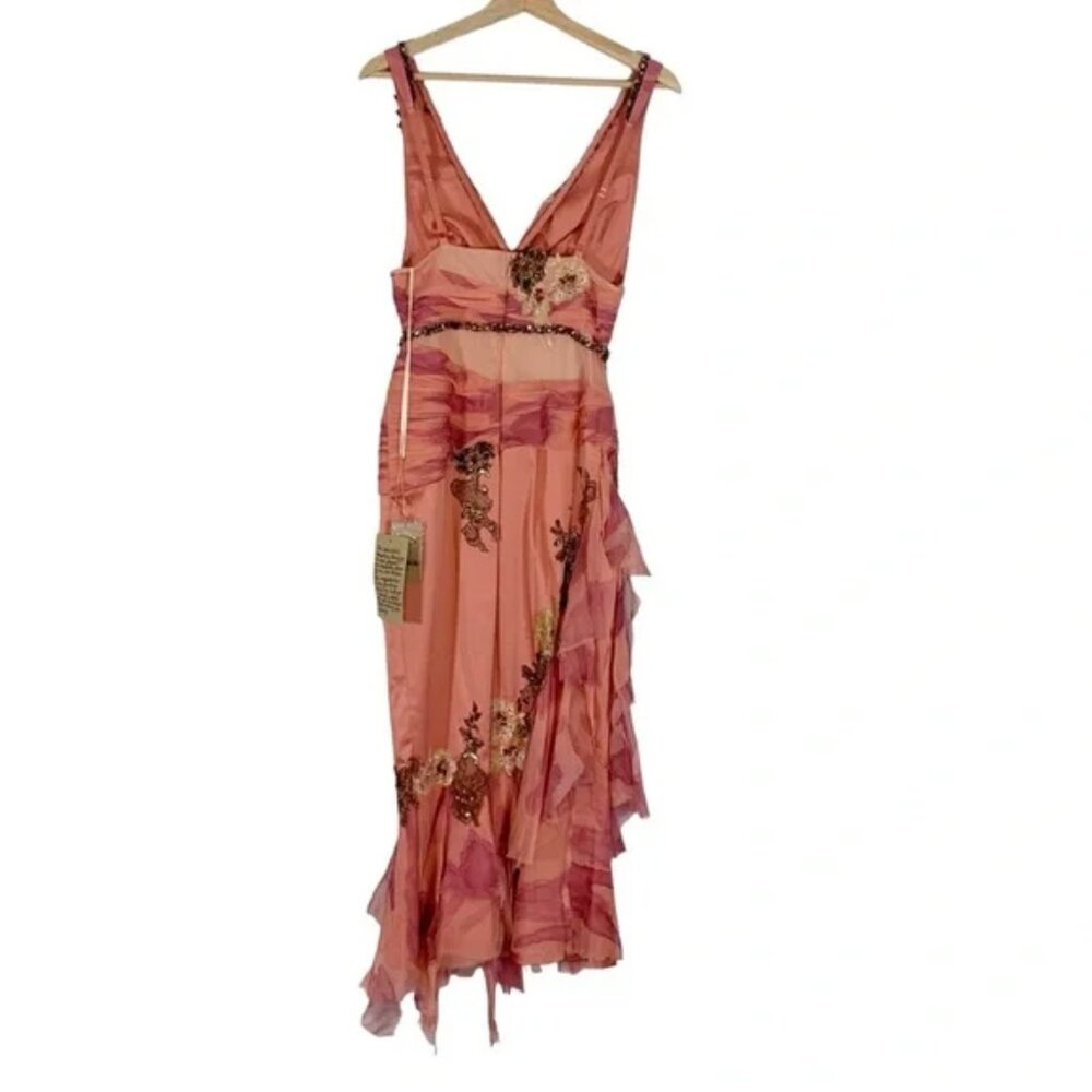 Mandalay Evening Cocktail Silk Midi Dress Size 4 NWT - Picture 2 of 8